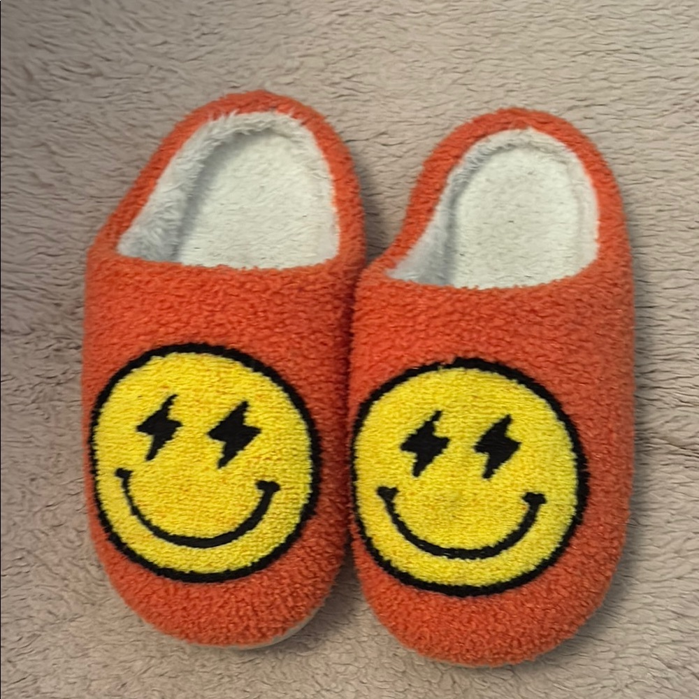 Pink Smiley Face Slippers